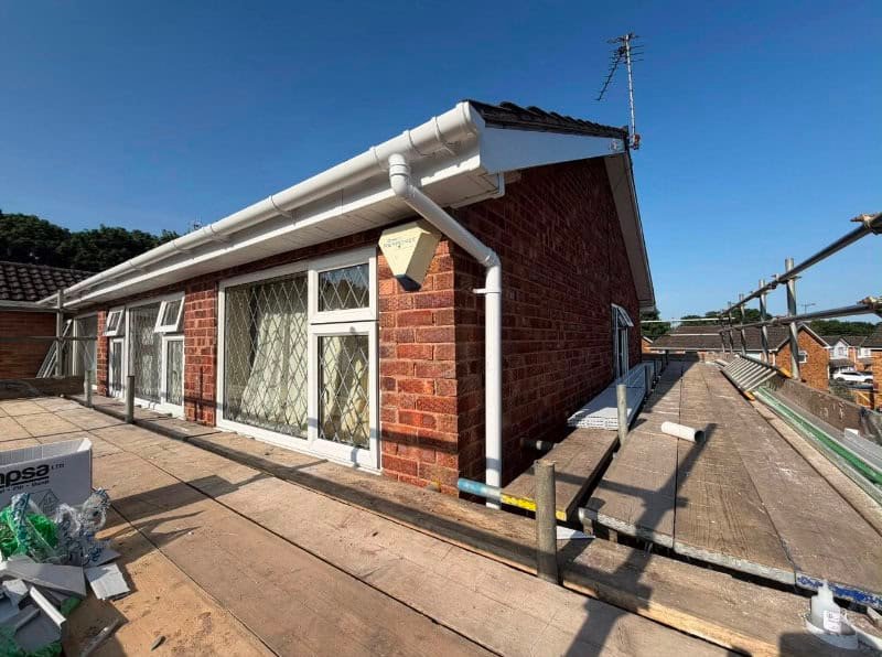 fascias-soffits-and-guttering-leicester New white fascias, soffits and guttering fitted to a house