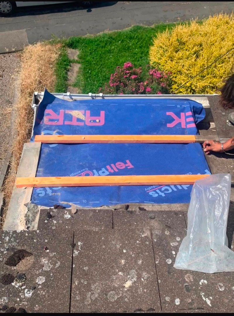 New roofing underlay laid on a roof ready for tiles to be refitted