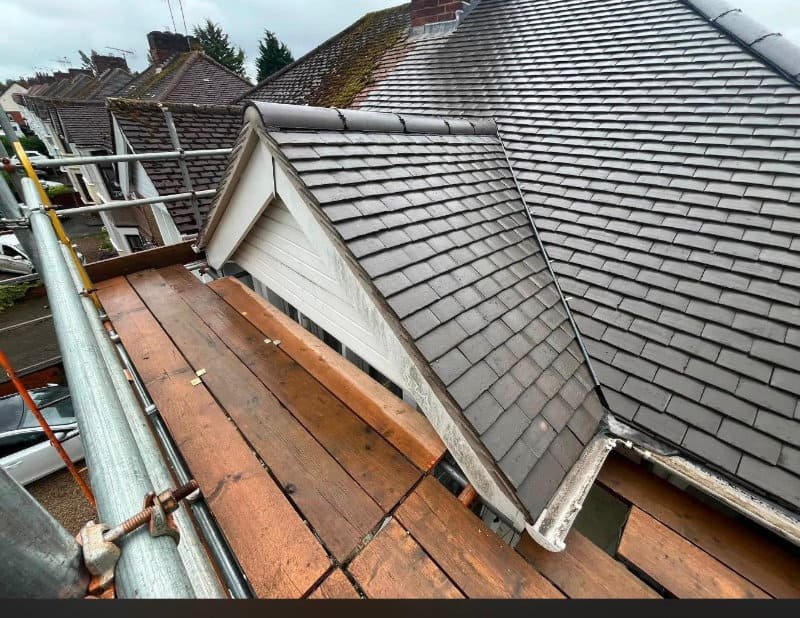 Finished slate roofing on a property in Leicester